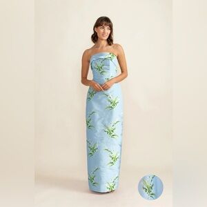 LULA KATE EVA Lily of the Valley Jacquared powder blue dress